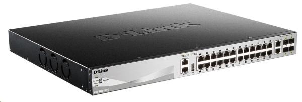 D-Link DGS-3130-30PS/SI L3 stohovateľný gigabitový riadený PoE switch, 24x PoE gigabit, 2x 10GBASE-T, 4x SFP+, 370W PoE0