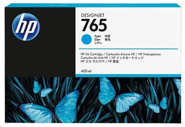 HP 765 Cyan DJ Ink Cart,  400ml,  F9J52A