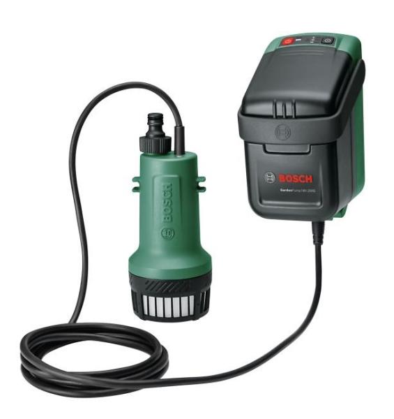 BOSCH GardenPump 18V-2000,  akumulátorové čerpadlo na dešťovou vodu,  18 V,  2000 l/ h,  akumulátor 2.5 Ah