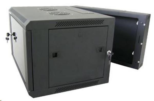 XtendLan 19" dvoudílný nástěnný rozvaděč 15U 600x550,  nosnost 60 kg,  skleněné dveře,  svařovaný, černý