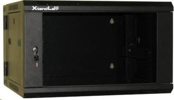 XtendLan 19" dvoudílný nástěnný rozvaděč 22U 600x550,  nosnost 60 kg,  skleněné dveře,  svařovaný, černý1