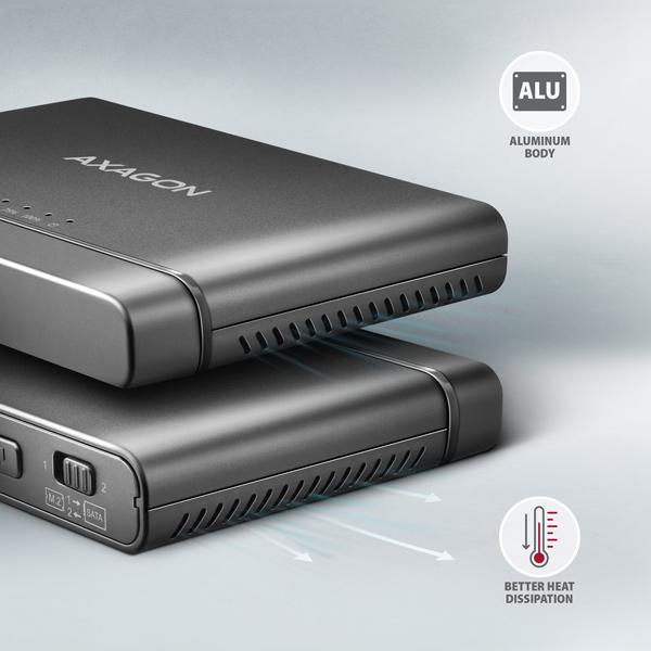AXAGON ADSA-CC USB-C 10Gbps - NVMe M.2 SSD & SATA 2.5"/3.5" SSD/HDD CLONE MASTER 2 adaptér5