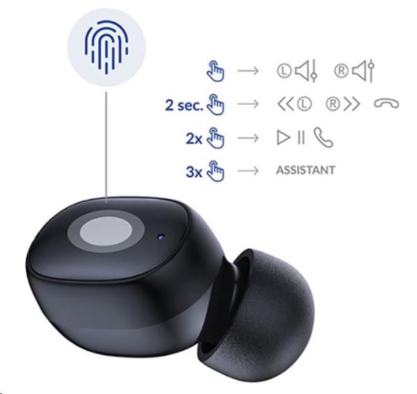 3mk bezdrátová stereo sluchátka FlowBuds,  nabíjecí pouzdro,  černá1