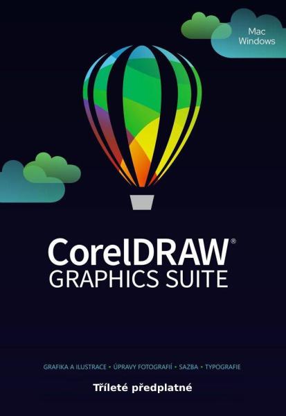 CorelDRAW Graphics Suite 3 roky obnova pronájmu licence (251-2500) EN/FR/DE/IT/SP/BP/NL/CZ/PL