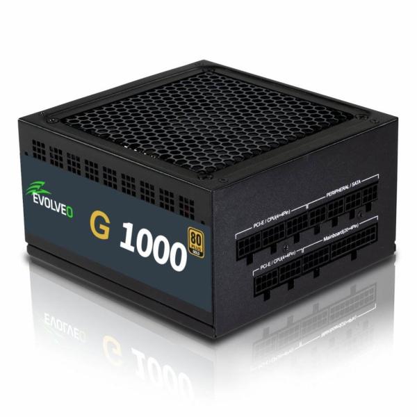 EVOLVEO G1000 PCIe 5.0,  zdroj 1000W,  ATX 3.0,  80+ GOLD,  90% účinnost,  aPFC,  140mm ventilátor,  retail