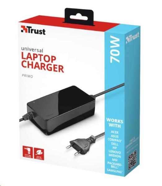 BAZAR - TRUST Univerzální napájecí adaptér pro notebooky Primo 70W-19V Laptop Charger - Poškozený obal (Komplet)2