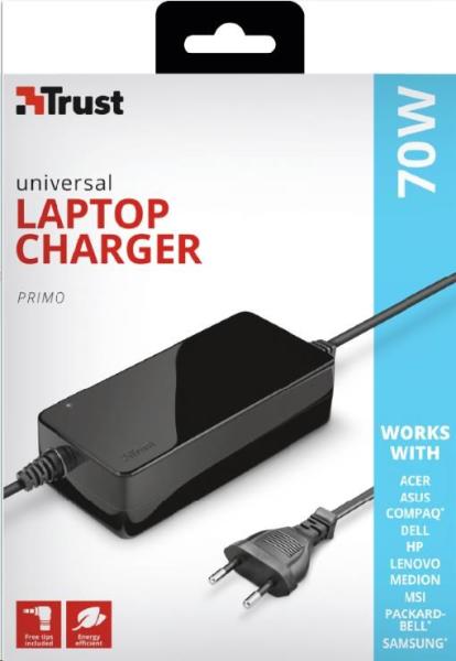 BAZAR - TRUST Univerzální napájecí adaptér pro notebooky Primo 70W-19V Laptop Charger - Poškozený obal (Komplet)3