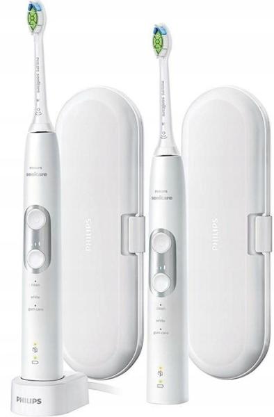 Philips Sonicare 6100 HX6877 34 elektrický zubní kartáček, sada 2 kusů, časovač, cestovní pouzdro, bílá