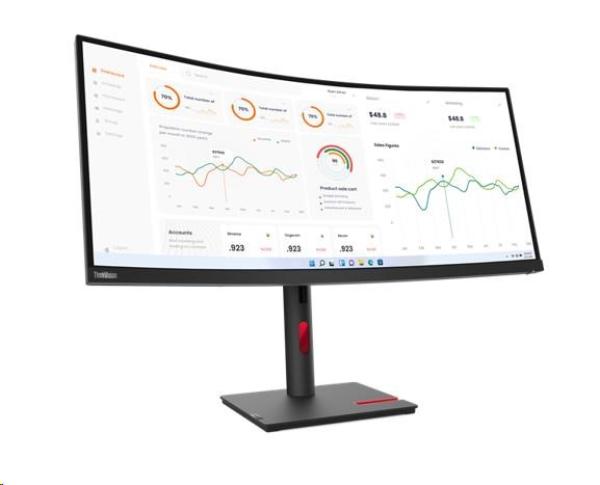 LENOVO LCD ThinkVision T34w-30-34"  VA, matný, 21:9, 3440x1440, 178/ 178, 6ms, 350cd, 3000:1, HDMI, DP, VESA, 3Y