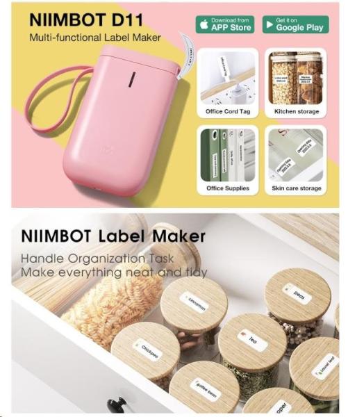 Niimbot Tiskárna štítků D11 Smart,  růžová + role štítků3