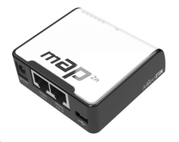 MikroTik RouterBOARD mAP,  650MHz CPU,  64MB RAM,  2xLAN,  2.4GHz Wi-Fi,  802.11b/ g/ n,  PoE in,  vrátane Licencia L4