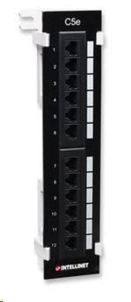 Intellinet Patch panel,  12 portov Cat5e,  UTP,  čierny,  montáž na stenu
