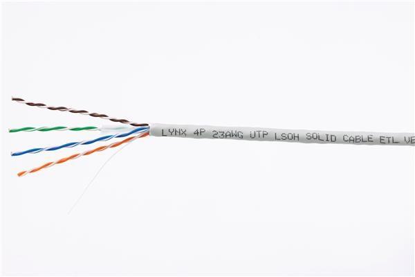 UTP kabel LYNX,  Cat6,  drát,  LS0H,  šedý,  305m