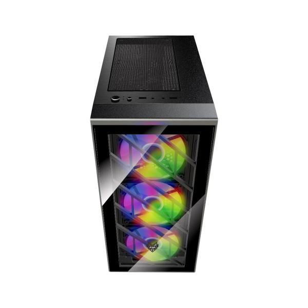 Fortron skříň Midi Tower CMT192,  průhledná bočnice,  ATX,  4x RGB větrák,  černá2