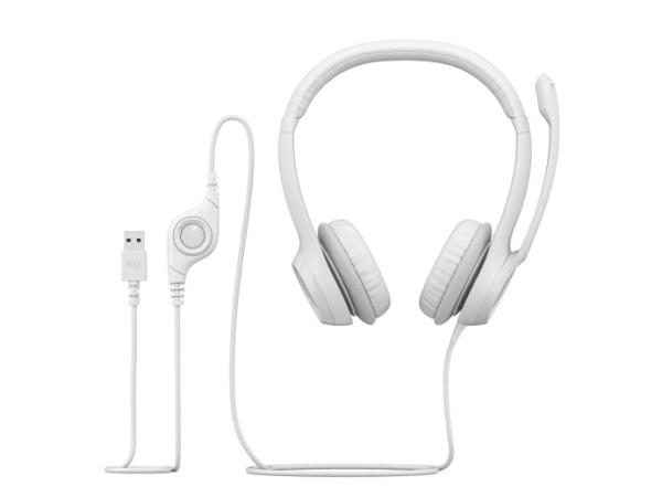 Logitech Headset H390, drátový, USB, bílá4