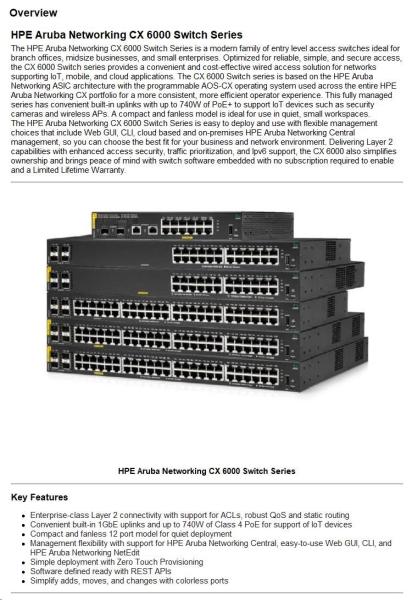 HPE Aruba Networking CX 6000 48G 4SFP Switch R8N86AR RENEW9