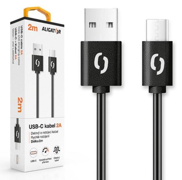 ALIGATOR datový kabel 2A,  USB-C,  délka 2m,  černá3