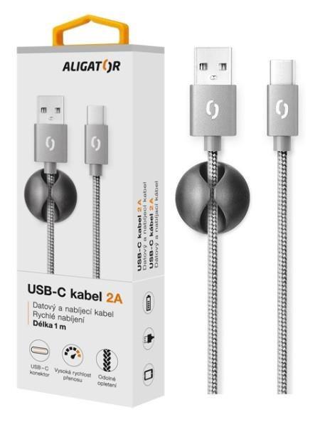 ALIGATOR datový kabel  PREMIUM 2A,  USB-C,  šedá