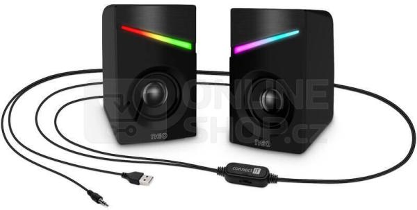 CONNECT IT Reproduktory NEO PC, RGB, USB, 3,5mm, černé1