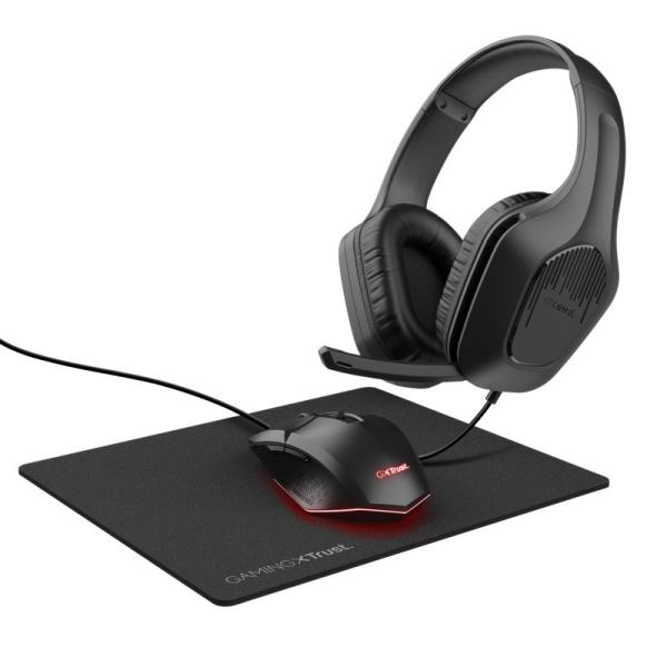 TRUST Sada sluchátka + myš + mousepad GXT 790 3v1 Gaming Bundle,  černá