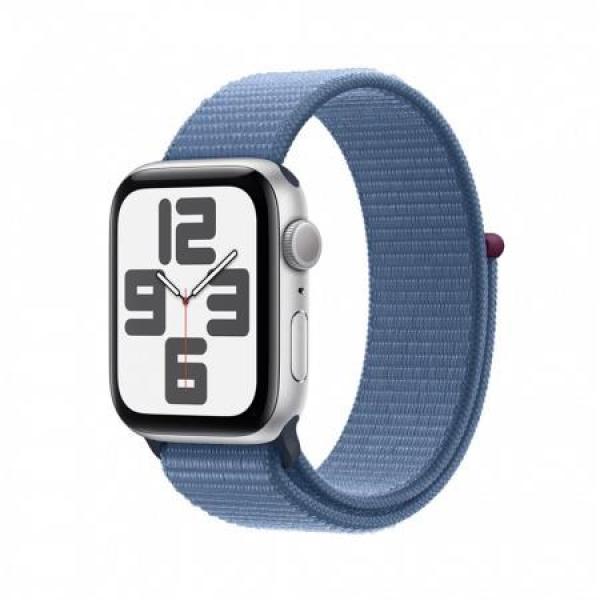 Apple Watch SE GPS 44mm Silver Aluminium Case with Winter Blue Sport Loop