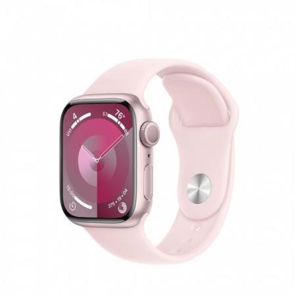 APPLE Watch Series 9 GPS 41mm Pink Aluminium Case with Light Pink Sport Band - S/ M