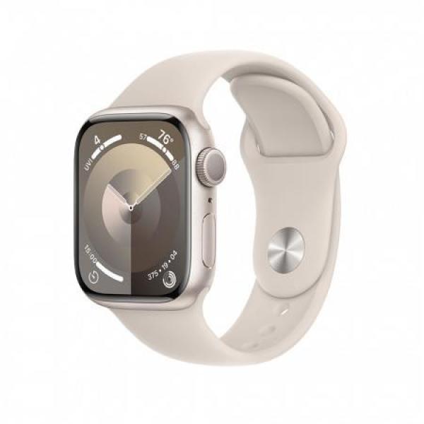 Apple Watch Series 9 GPS 45mm Starlight Aluminium Case with Starlight Sport Band - S/M