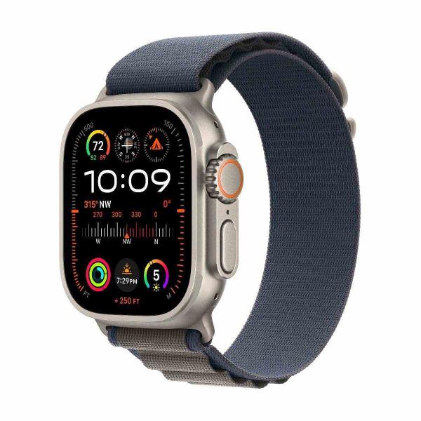 Apple Watch Ultra 2 GPS + Cellular, 49mm Titanium Case with Blue Alpine Loop - Large