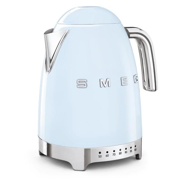 Smeg KLF04PBEU rychlovarná konvice, 1, 7 l (7 šálků), 2400 W, styl 50. let, řízení teploty, 7 programů, pastelově modrá1