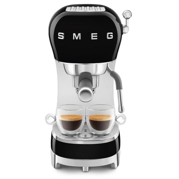 Smeg ECF02BLEU kávovar na espresso,  pákový,  1350 W,  15 bar,  termoblok,  pasivní ohřívač šálků,  černý