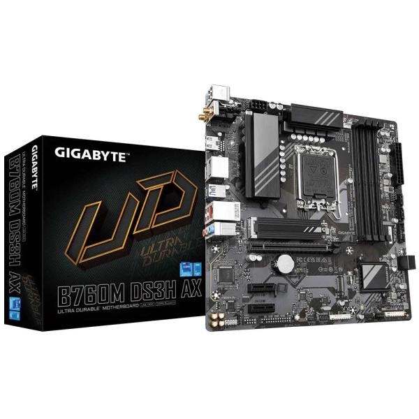 GIGABYTE MB Sc LGA1700 B760M DS3H AX,  Intel B760,  4xDDR5,  2xDP,  1xHDMI,  WI-FI,  mATX