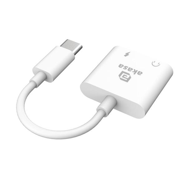 AKASA adaptér USB-C to 3.5mm Jack & PD 15W Nabíjecí port, bílá2