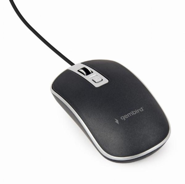 GEMBIRD myš MUS-4B-06-BS,  drátová,  optická,  USB,  černá/ stříbrná
