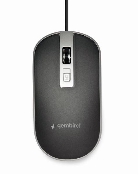 GEMBIRD myš MUS-4B-06-BS, drátová, optická, USB, černá/stříbrná0