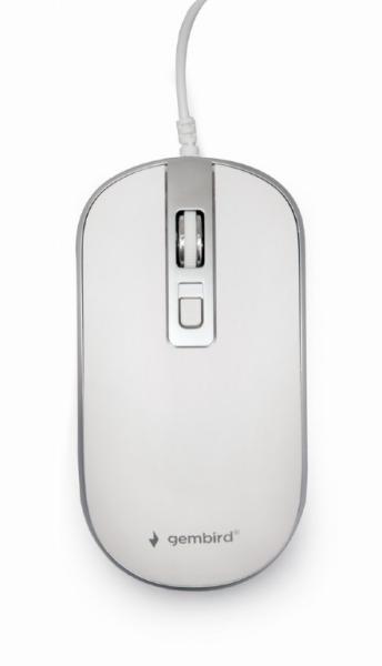GEMBIRD myš MUS-4B-06-WS, drátová, optická, USB, bílá/stříbrná0