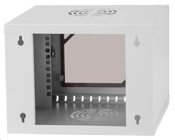 LEXI-Net 10" nástěnný rozvaděč Basic 4U 320x300,  skleněné dveře,  bez zad,  svařovaný,  šedý0