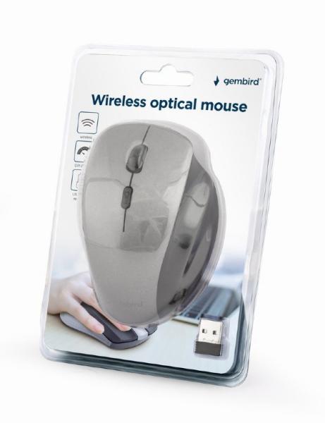 GEMBIRD myš MUSW-6B-02,  černo-stříbrná,  bezdrátová,  USB nano receiver2