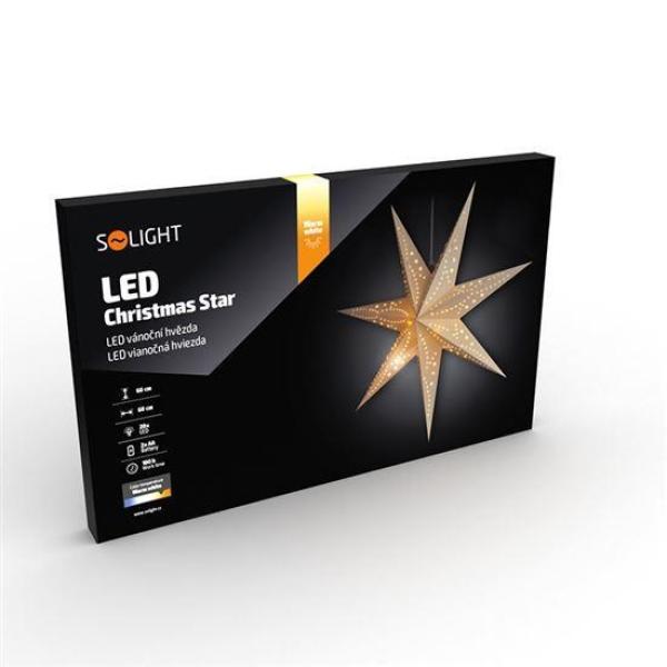 Solight LED vánoční hvězda, závěsná, 60cm, 20x LED, časovač, 2x AA7