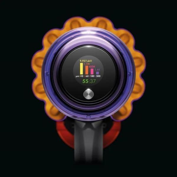 Dyson V15 Detect Absolute 2023,  vysavač,  14 cyklonů,  240 AW,  filtrace celého přístroje,  výdrž až 60 minut,  žlutá /  šedá4