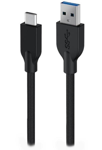 GENIUS nabíjecí kabel ACC-A2CC-3A,  100cm,  USB-A na USB-C,  3A,  QC3.0,  opletený,  černý