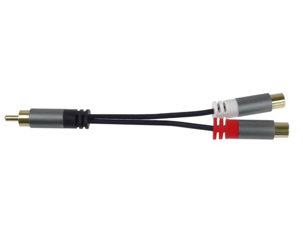 PremiumCord rozdvojka HQ CINCH Male - 2x CINCH Female 15cm2