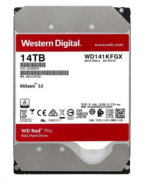 WD RED Pro NAS WD141KFGX 14 TB SATAIII/ 600 512 MB cache,  255 MB/ s,  CMR1