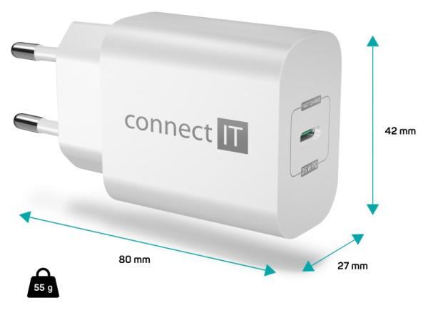 CONNECT IT Voyager2 nabíjecí adaptér 1×USB-C,  25W PD,  bílá2