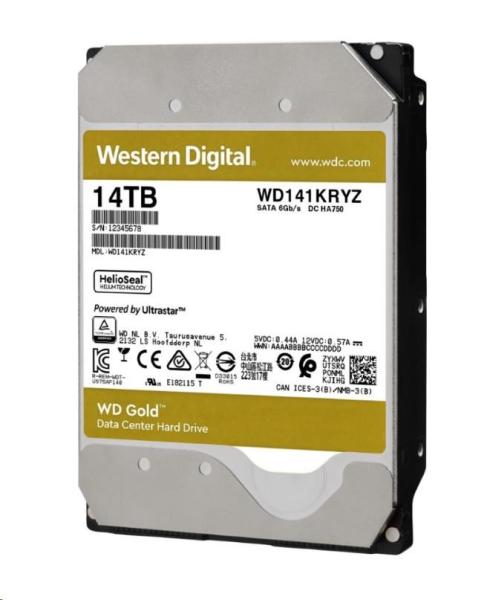 WD GOLD WD141KRYZ 14TB SATA/  6Gb/ s 512MB cache 7200 otáčok za minútu,  CMR,  Enterprise2