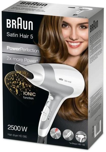 Braun Satin Hair 5 HD580 fén, 2500 W, 2 rychlosti, 3 teploty, závěsné očko, bílý2