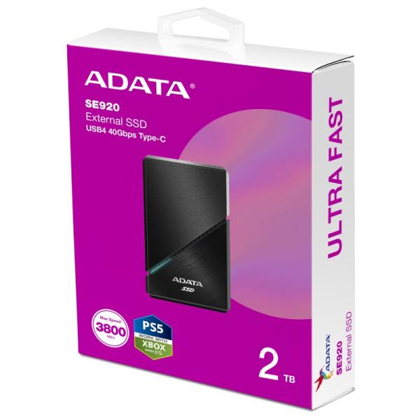 ADATA Externí SSD 2TB SE920,  USB 4 Type-C,  R:3800/ W:3700MB/ s,  černá4