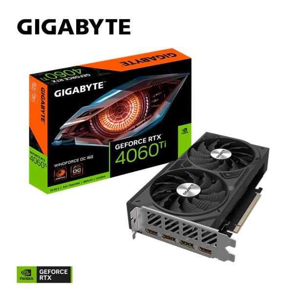 GIGABYTE VGA NVIDIA GeForce RTX 4060 Ti WINDFORCE OC 16G,  16G GDDR6,  2xDP,  2xHDMI