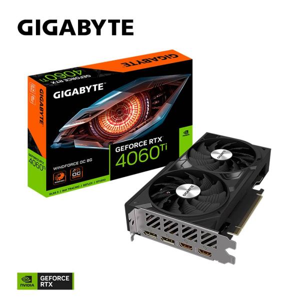 GIGABYTE VGA NVIDIA GeForce RTX 4060 Ti WINDFORCE OC 8G,  8G GDDR6,  2xDP,  2xHDMI
