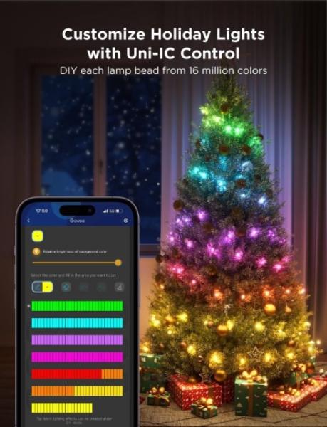 Govee LED RGBIC osvětlení pro vánoční stromek 10m1