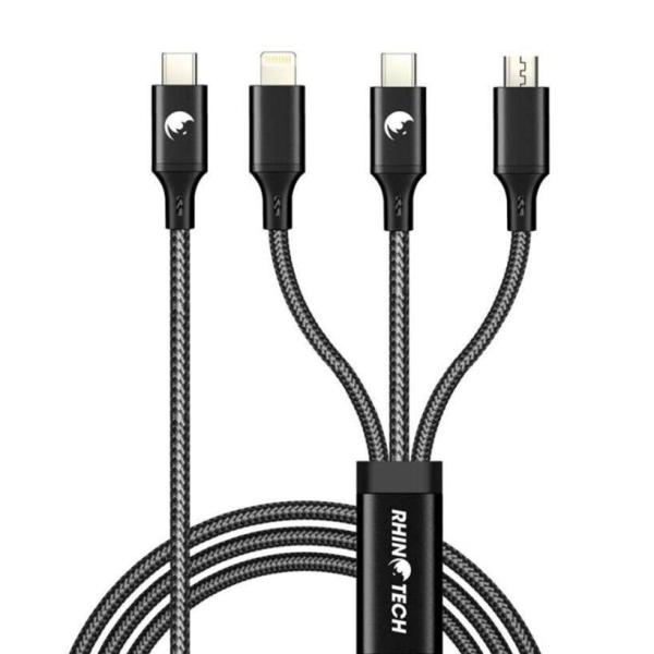 RhinoTech nabíjecí a datový kabel 3v1 USB-C (MicroUSB + Lightning + USB-C) 40W 1,2m černá0